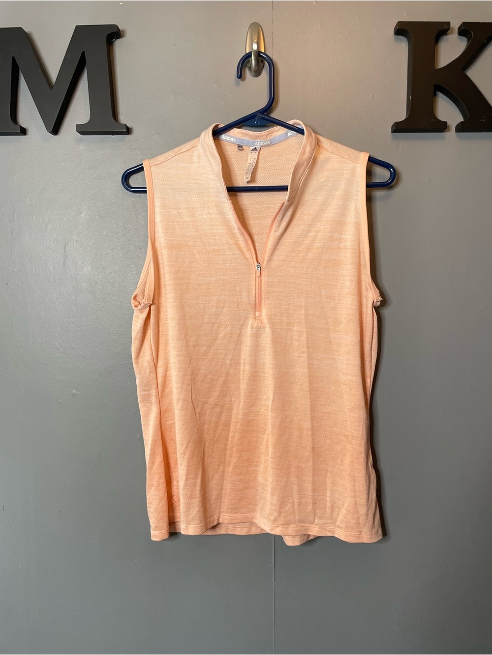 adidas Peach Sleeveless‎ Zip-Front Tank Top athletic size large
